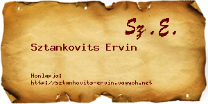 Sztankovits Ervin névjegykártya